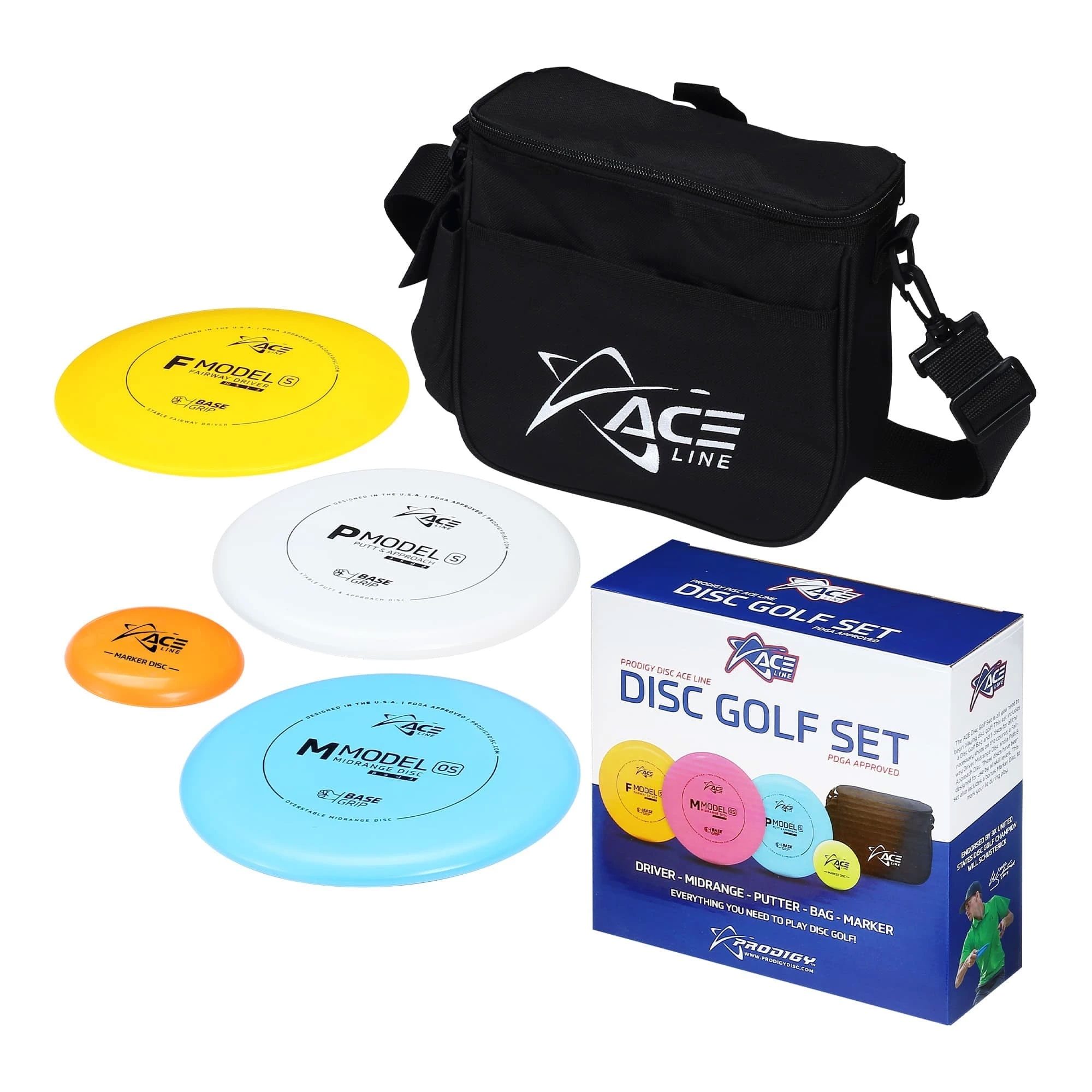 Prodigy Ace Line Beginner Disc Golf Set with Bag
